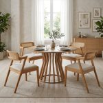 DOMIC 4 Seater Round Dining Set-Oak