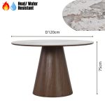 MONOR D120cm Sintered Stone Round Dining Table-Walnut - Image 3