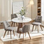 MONOR D120cm Sintered Stone Round Dining Table-Walnut - Image 5