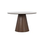 MONOR D120cm Sintered Stone Round Dining Table-Walnut - Image 4