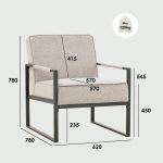 CALLY 1+2 Metal Frame Lounge Set-Grey - Image 5