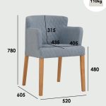 RHODA Dining Arm Chair-Light Blue - Image 3
