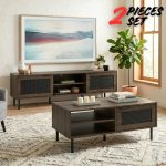 [Package] DALLAS 180cm 2 In 1 Living Set-Walnut