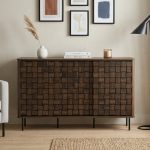 BROZO 120cm 3 Sliding Doors Sideboard-Walnut
