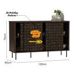 BROZO 120cm 3 Sliding Doors Sideboard-Walnut - Image 9
