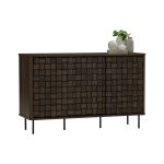 BROZO 120cm 3 Sliding Doors Sideboard-Walnut - Image 8