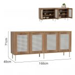 DALLAS 160cm 4 Doors Sideboard-Wotan Oak - Image 4