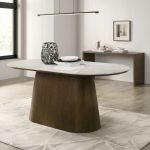 AMATA 150-210cm Oval Shaped Sintered Stone Dining Table-Walnut - Image 4