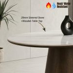 AMATA 150-210cm Oval Shaped Sintered Stone Dining Table-Walnut - Image 3