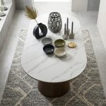 AMATA 150-210cm Oval Shaped Sintered Stone Dining Table-Walnut - Image 2