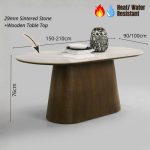 AMATA 150-210cm Oval Shaped Sintered Stone Dining Table-Walnut - Image 6