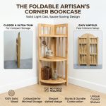 ARCO Solid Wood 3 Tier Corner Shelf Rack-Natural - Image 5