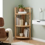ARCO Solid Wood 3 Tier Corner Shelf Rack-Natural - Image 7