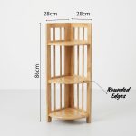 ARCO Solid Wood 3 Tier Corner Shelf Rack-Natural - Image 4