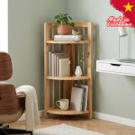 ARCO Solid Wood 3 Tier Corner Shelf Rack-Natural
