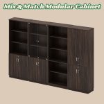 BALCONE Melamine Modular Filling Cabinet With Lock-Walnut - Image 4