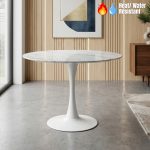 BECKI 2 Seater Sintered Stone Round Dining Set-Beige - Image 6