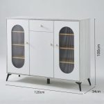 BORGO 120cm 3 Door 1 Drawer Sideboard-Grey+White - Image 3