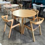 DARA 4 Seater Round Dining Set-Oak - Image 4