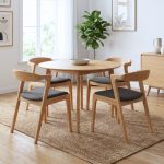 DARA 4 Seater Round Dining Set-Oak