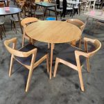 DARA 4 Seater Round Dining Set-Oak - Image 3
