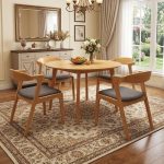 DARA 4 Seater Round Dining Set-Oak - Image 2