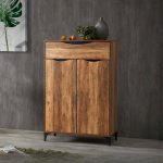 LADAKER 2 Door 1 Drawer Shoe Cabinet-Rustic Oak - Image 2