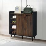 ROVIGO 2 Door Shoe Cabinet-Walnut+Black - Image 3