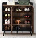 ROVIGO 2 Door Shoe Cabinet-Walnut+Black - Image 5
