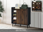 ROVIGO 2 Door Shoe Cabinet-Walnut+Black - Image 4