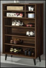 SUPOLA 2 Door Shoe Cabinet-Walnut+Grey - Image 4