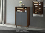 SUPOLA 2 Door Shoe Cabinet-Walnut+Grey - Image 3