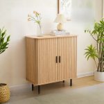 EVALIS Sliding Door Compact Side Board-Oak - Image 2