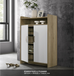 AVORIO 2 Door Low Shoe Cabinet-Oak+White - Image 3