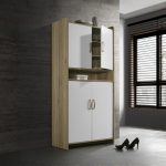 AVORIO 4 Door High Shoe Cabinet-Oak+White - Image 2