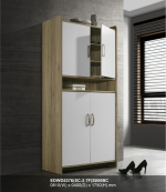 AVORIO 4 Door High Shoe Cabinet-Oak+White - Image 3