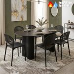 EUGINE 6 Seater Sintered Stone Dining Set-Black