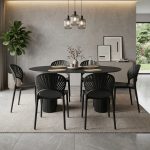 EUGINE 6 Seater Sintered Stone Dining Set-Black - Image 2