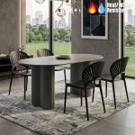 EUGINE 4 Seater Sintered Stone Dining Set-Black