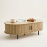 EVALIS 120cm Oval Coffee Table-Oak - Image 2