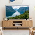 EVALIS 150cm Sliding Door TV Cabinet-Oak