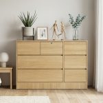 HAZEL 7 Drawer Chest With Key Lock-Oak