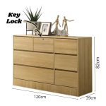 HAZEL 7 Drawer Chest With Key Lock-Oak - Image 3