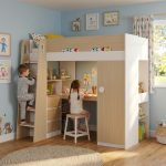 JOLT Multipurpose Loft Bed-Oak+White