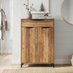 LADAKER 2 Door 1 Drawer Shoe Cabinet-Rustic Oak