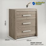 LENAR 3 Drawer Chest-Grey Oak - Image 4