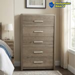 LENAR 5 Drawer Chest-Grey Oak
