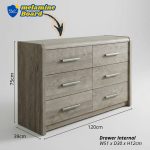LENAR 6 Drawer Chest-Grey Oak - Image 5