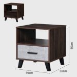 Pair of LIETO 1 Drawer Bedside Table-Walnut - Image 4