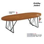 LODI 120cm Oval Shaped Coffee Table-Light Walnut - Image 4